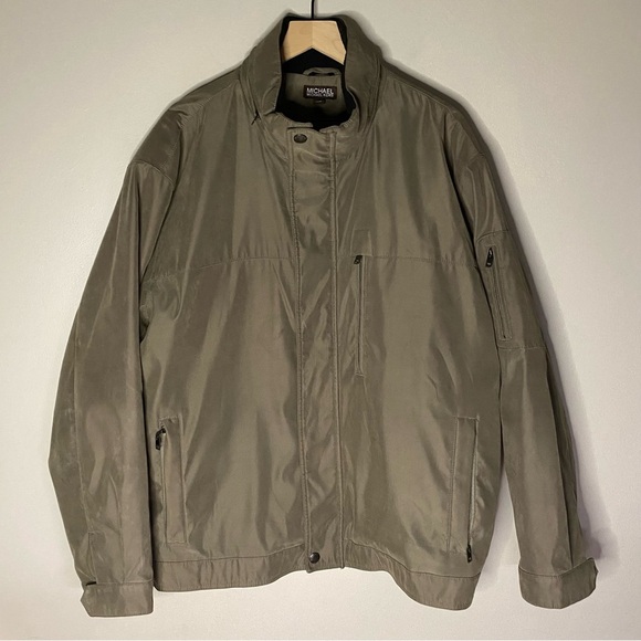 Michael Kors Jacket Coat Green brown Water Resistant Bomber Mens Size XL - Picture 1 of 11
